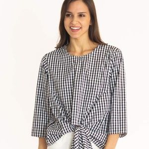 Gingham Tie Front Top
